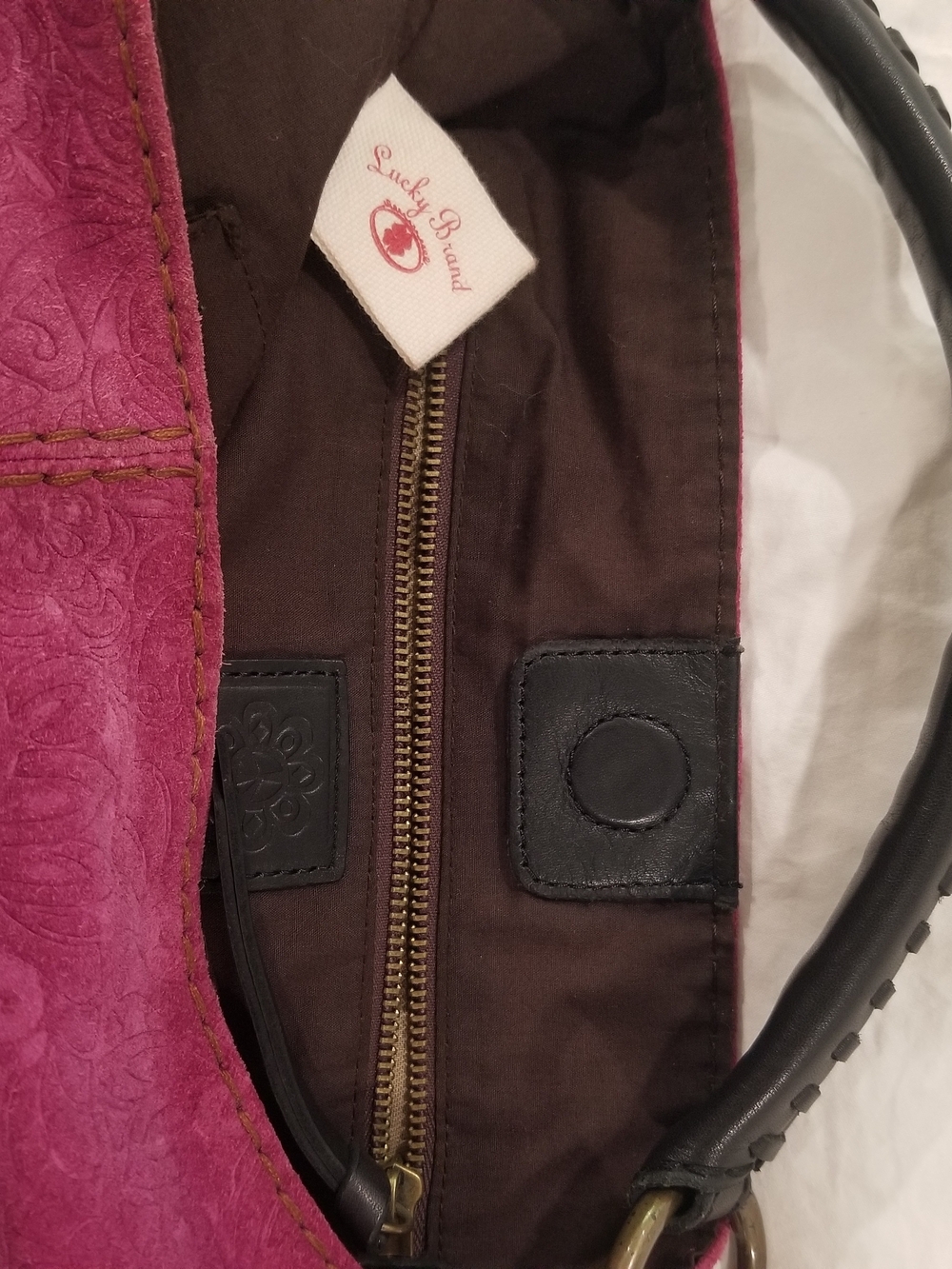 LUCKY Brand Women’s Sueded Hobo Bag in Fuchsia Pink - Picture 6 of 7
